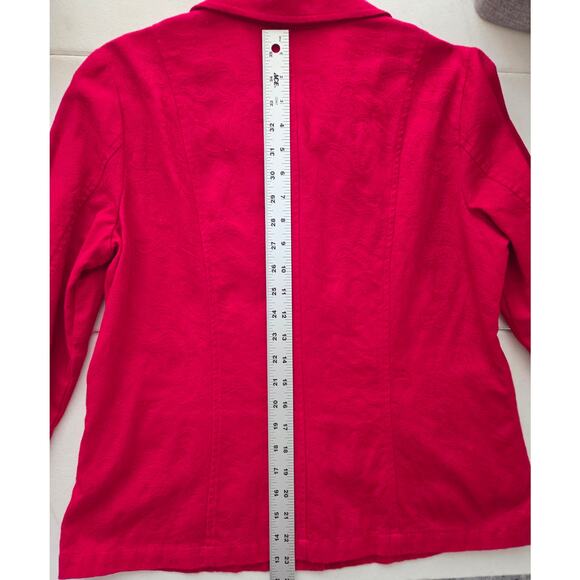 Red Paisley Boho Jacket Colorful Cotton Pockets Buttons Lightweight Collared - Picture 13 of 14